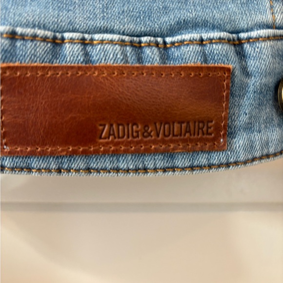 NWT Zadig & Voltaire Blue Jean Jacket with Gold 'Rock' Design - S - Picture 4 of 14